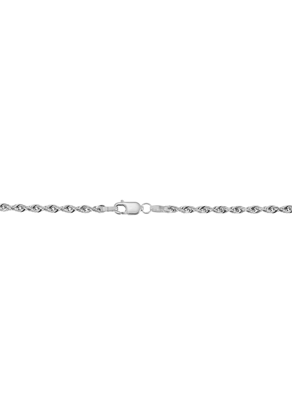 Solid Glitter Chain Necklace in 14K White Gold