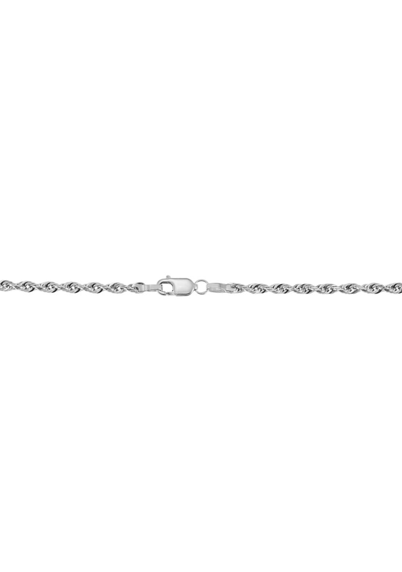 Solid Glitter Chain Necklace in 14K White Gold