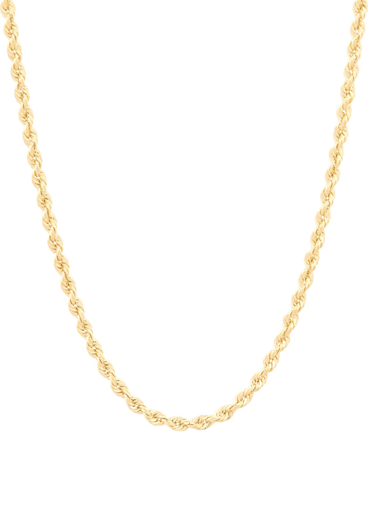 Heavy Hollow Rope Chain Necklace in 14K Yellow Gold
