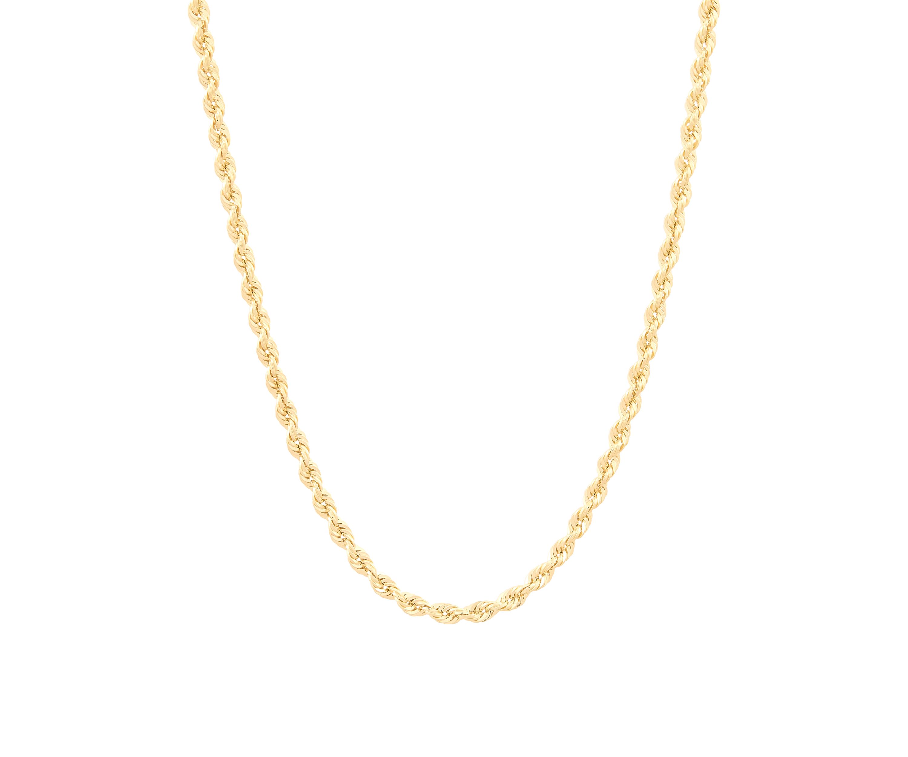 Heavy Hollow Rope Chain Necklace in 14K Yellow Gold