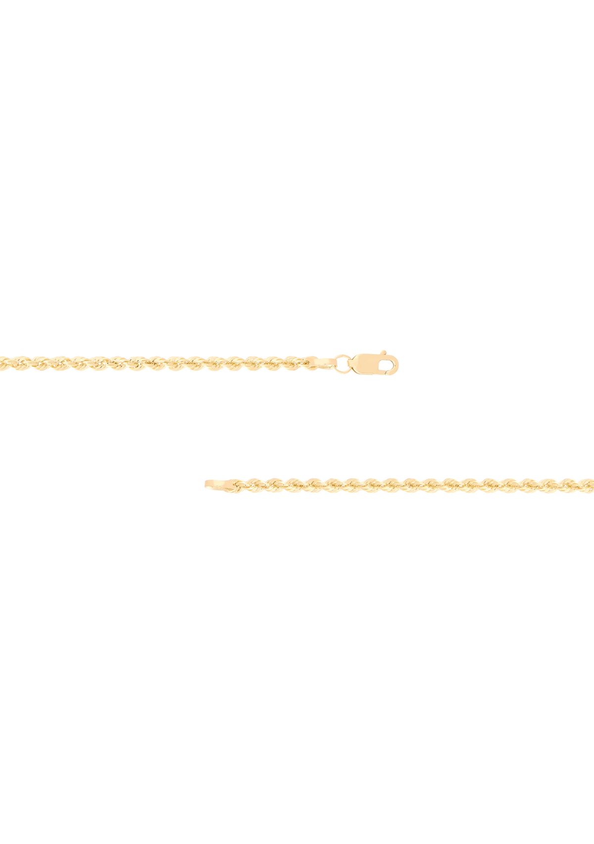 Heavy Hollow Rope Chain Necklace in 14K Yellow Gold