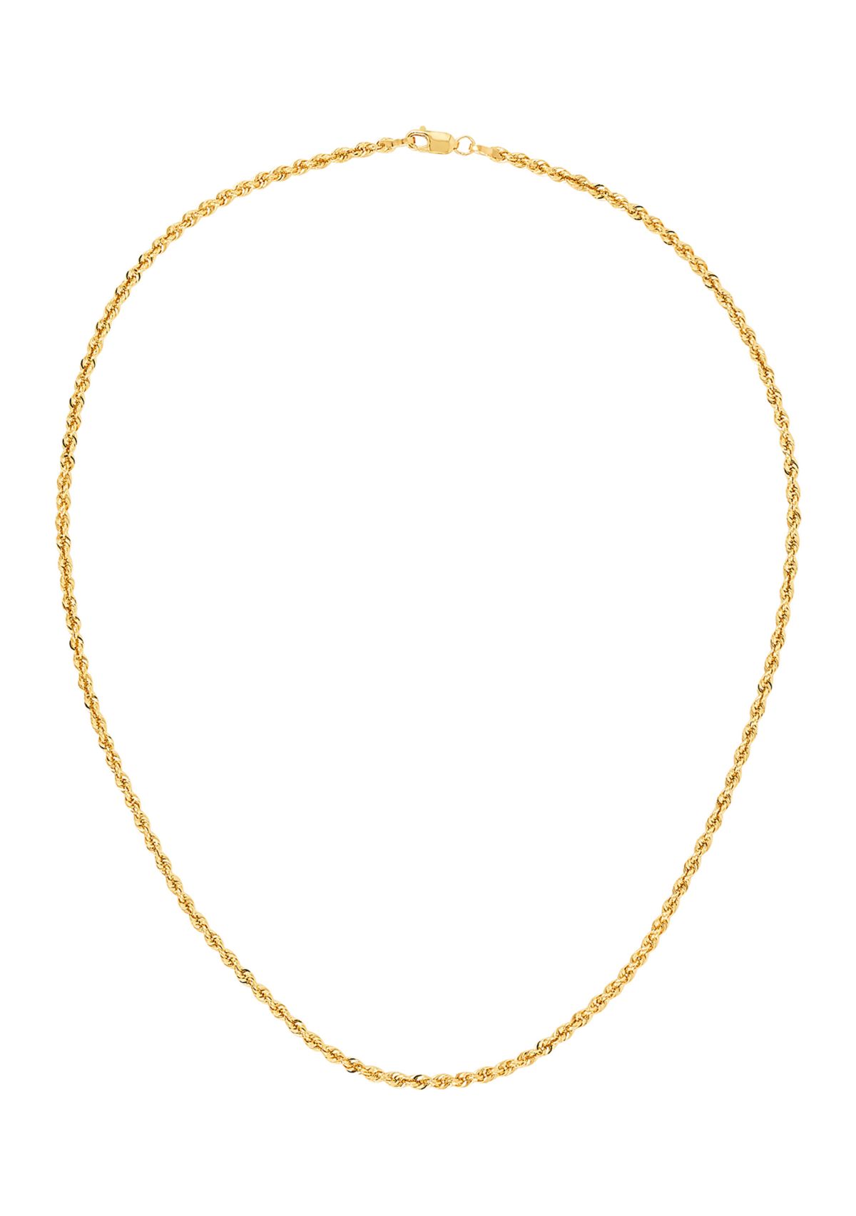 Heavy Hollow Rope Chain Necklace in 14K Yellow Gold