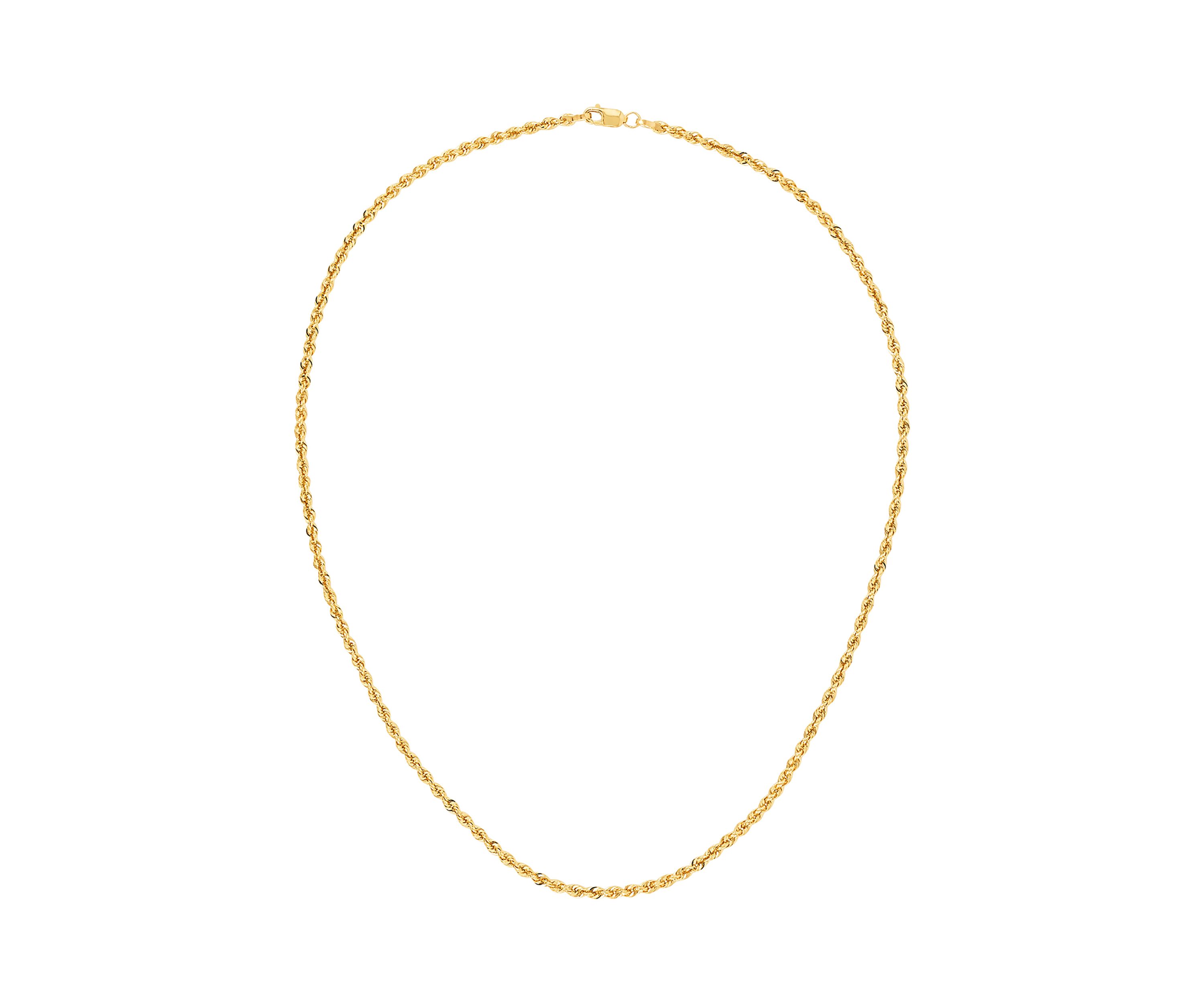 Heavy Hollow Rope Chain Necklace in 14K Yellow Gold
