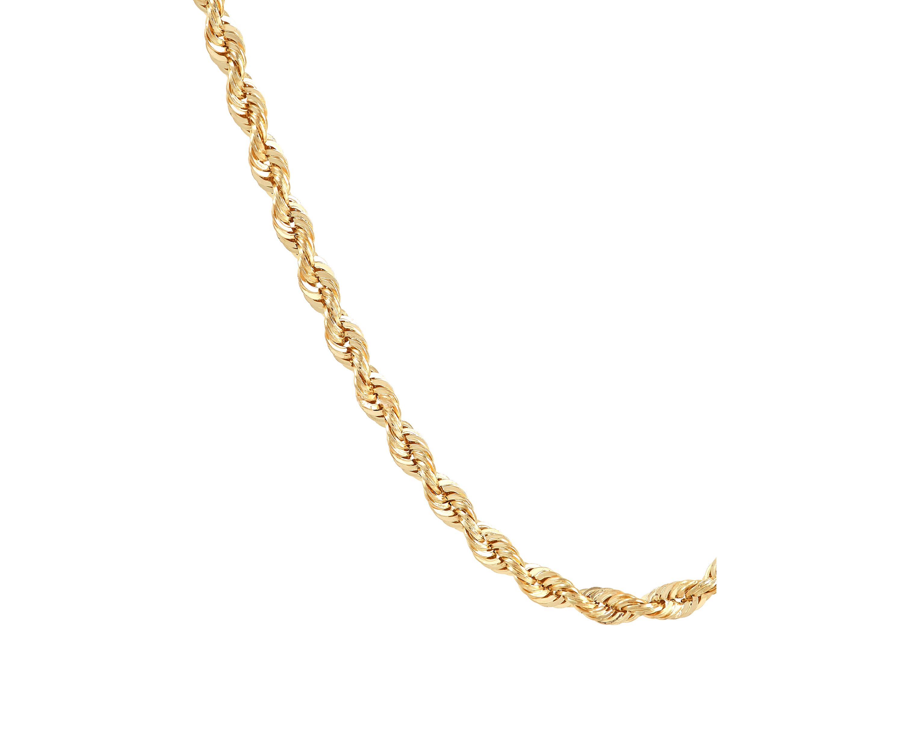 Heavy Hollow Rope Chain Necklace in 14K Yellow Gold