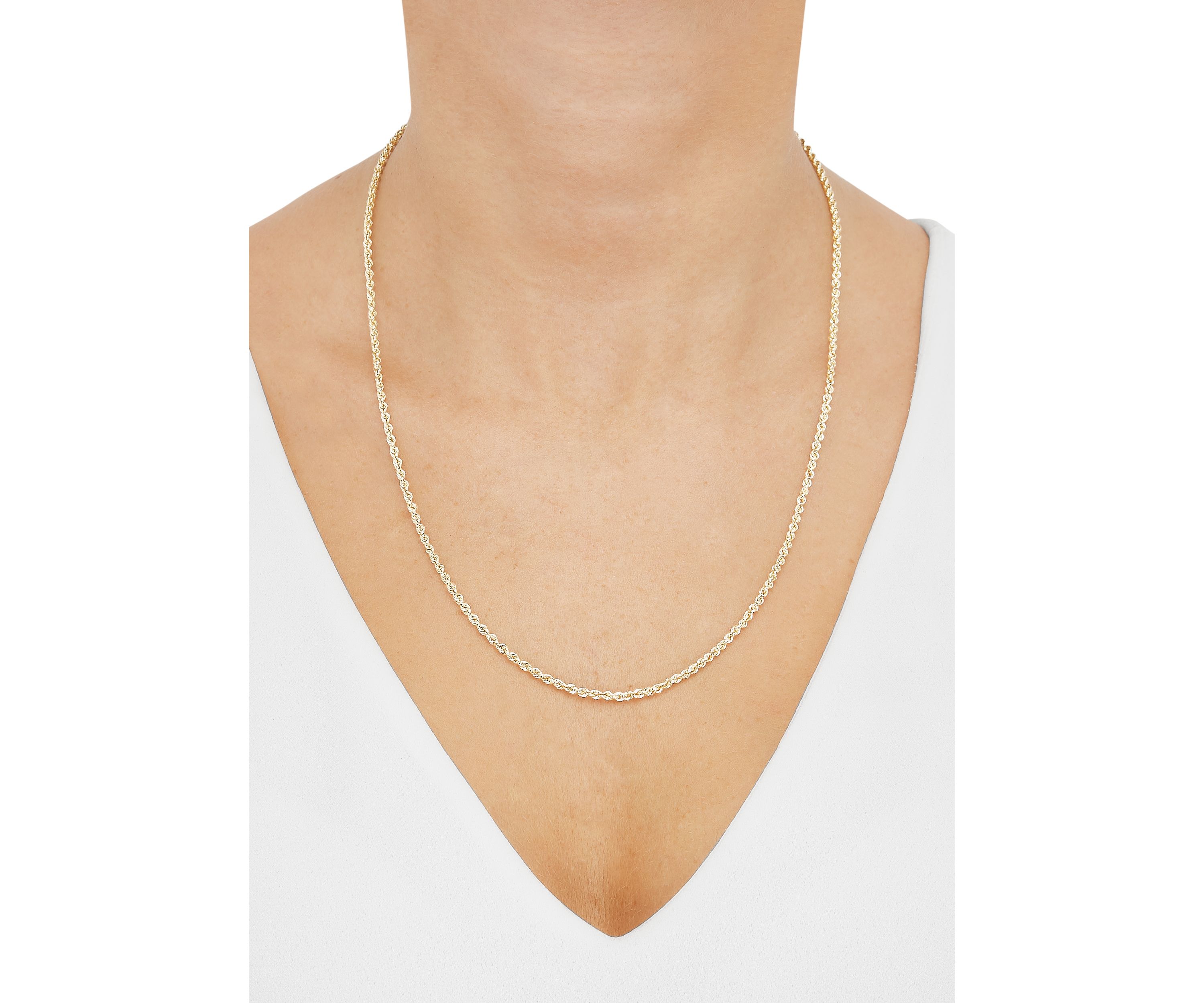 Hollow Ultimate Glitter Chain Necklace in 14K Yellow Gold