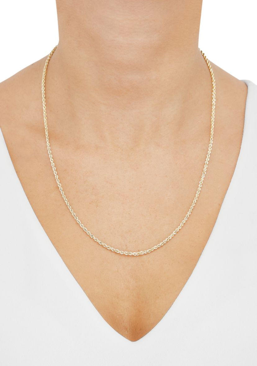 Hollow Ultimate Glitter Chain Necklace in 14K Yellow Gold