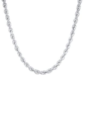 Belk & Co Solid Glitter Chain in 14K White Gold, 20 in