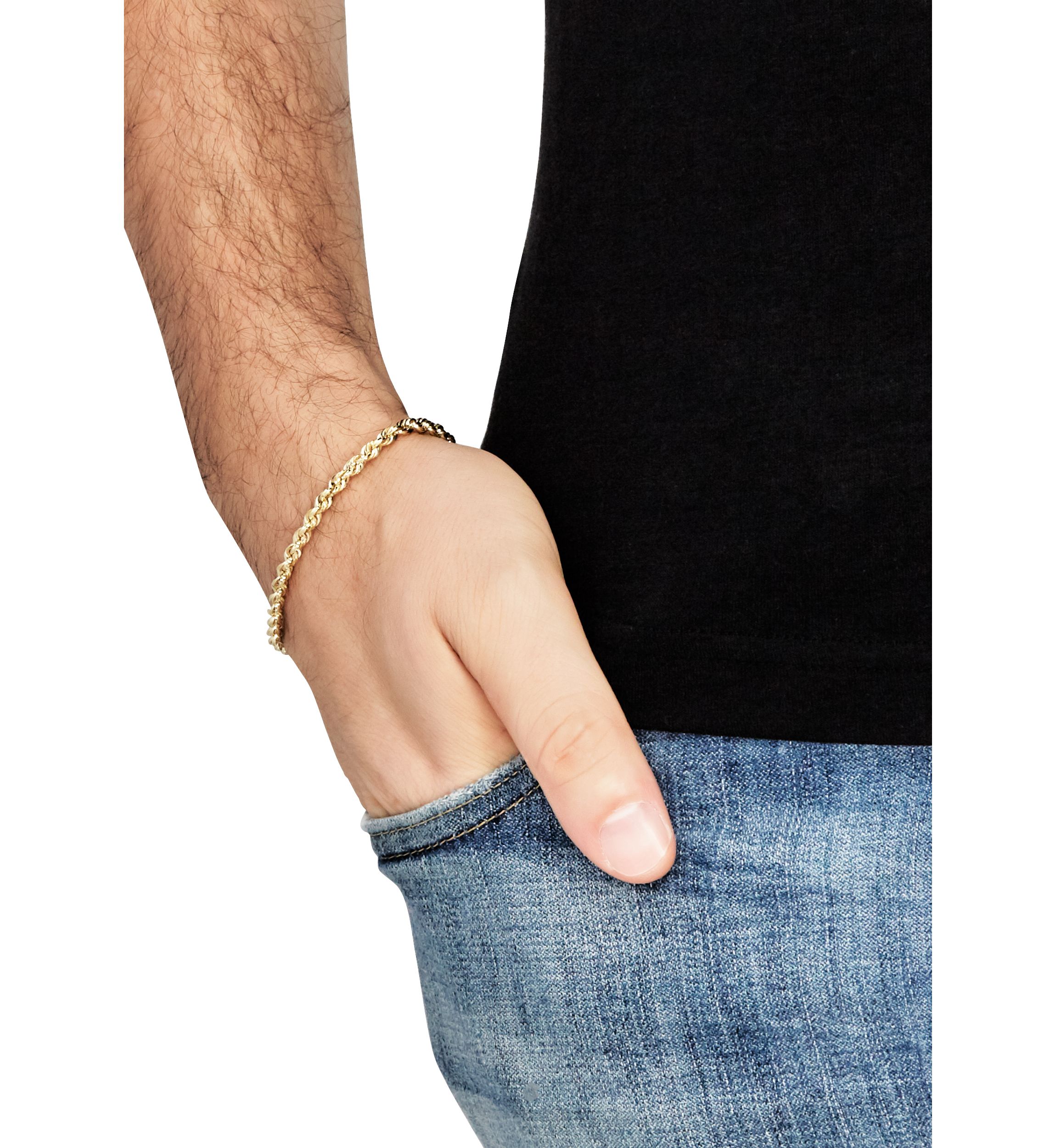 Mens Gold Glitter Bracelet in 14k Yellow Gold