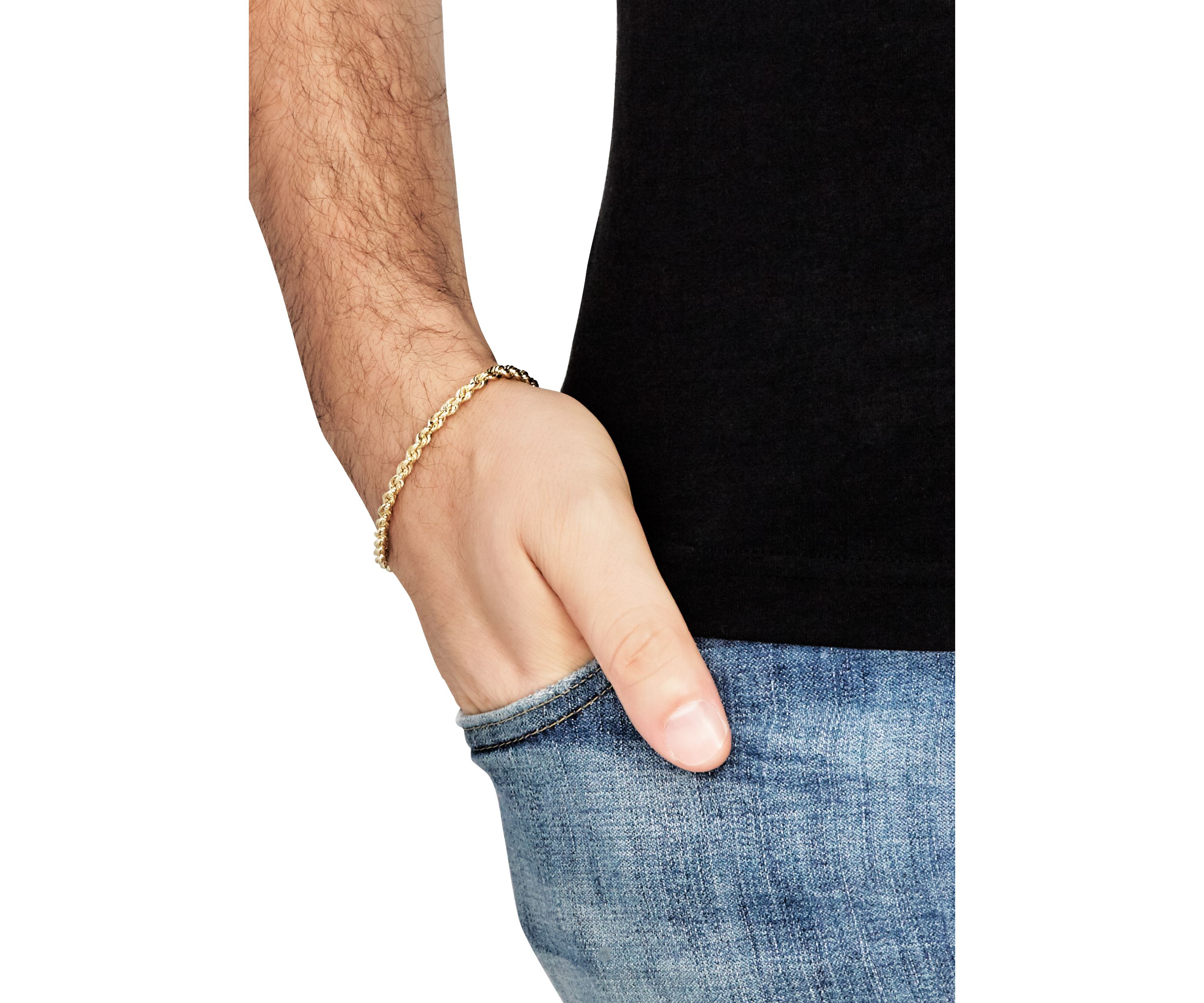 Mens Gold Glitter Bracelet in 14k Yellow Gold