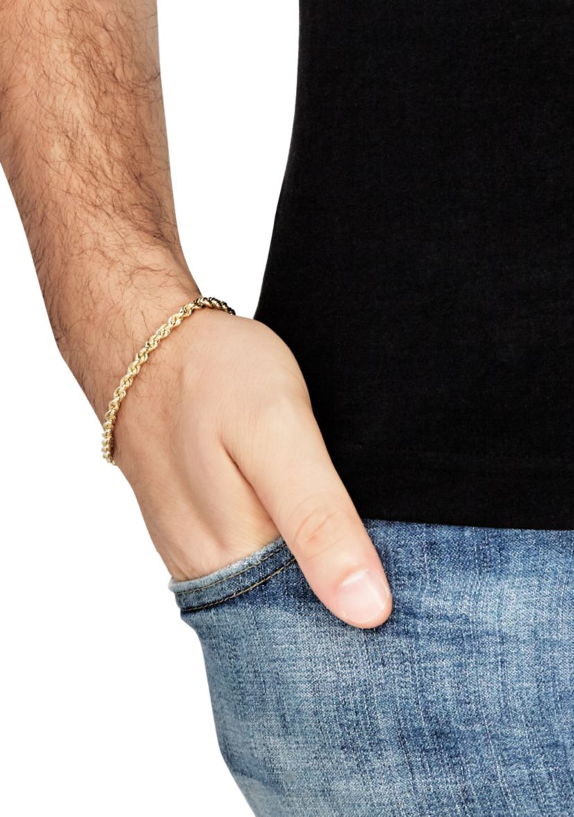 Mens Gold Glitter Bracelet in 14k Yellow Gold