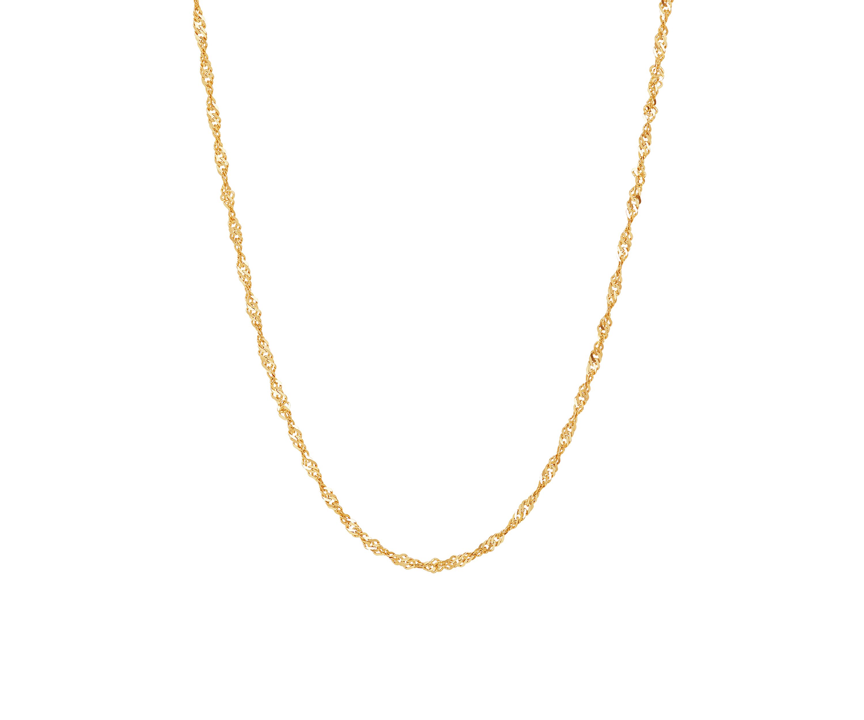 Solid Singapore Chain Necklace in 14K Yellow Gold
