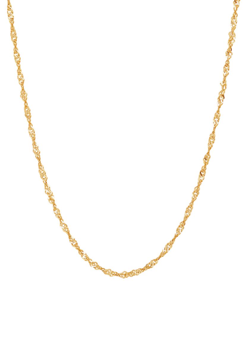 Solid Singapore Chain Necklace in 14K Yellow Gold