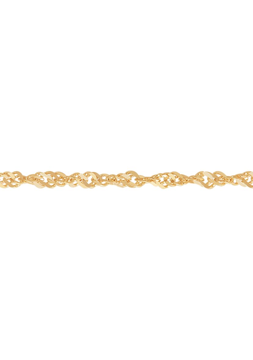 Solid Singapore Chain Necklace in 14K Yellow Gold