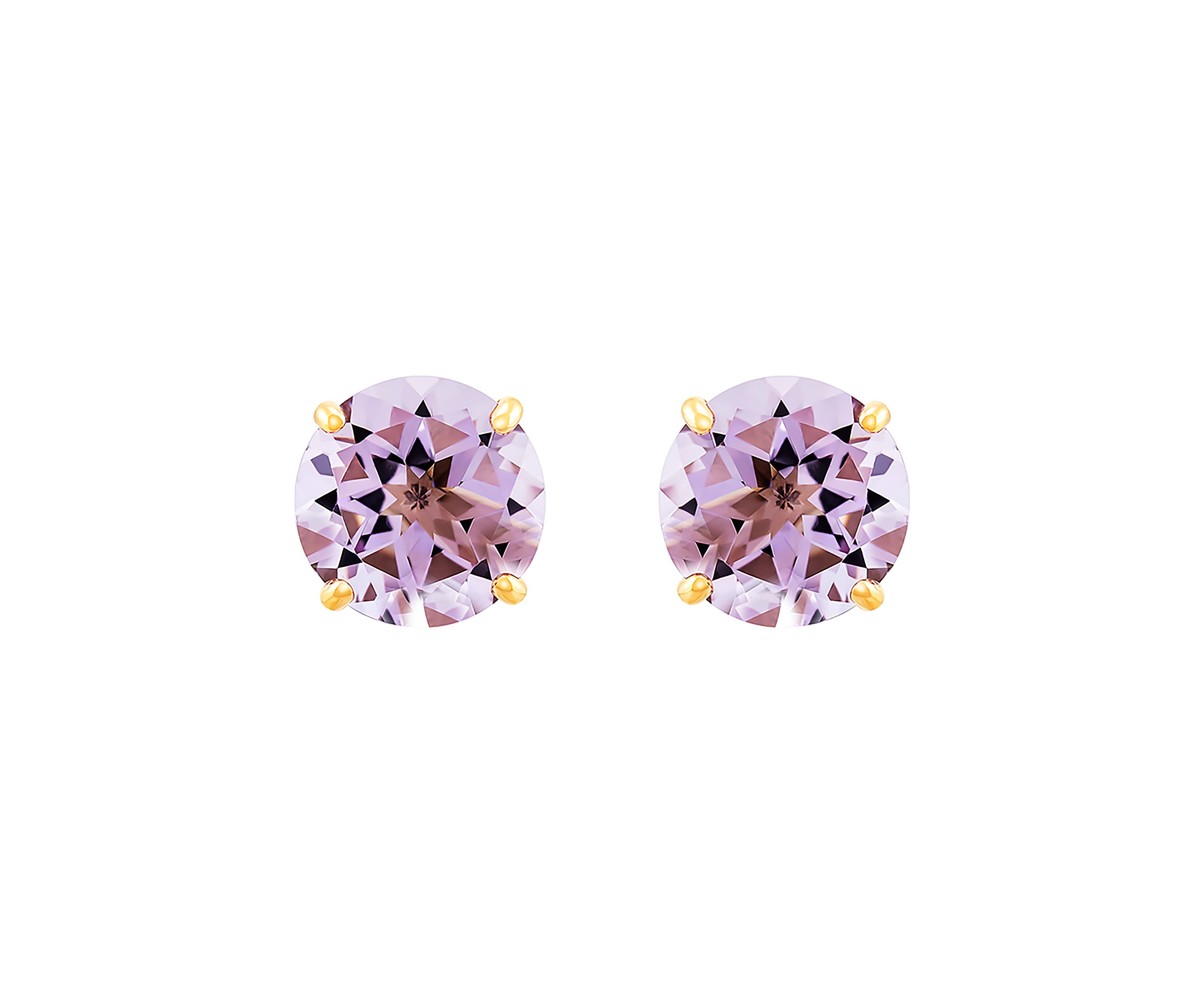 8 mm Pink Amethyst Stud Earrings in 10k Yellow Gold