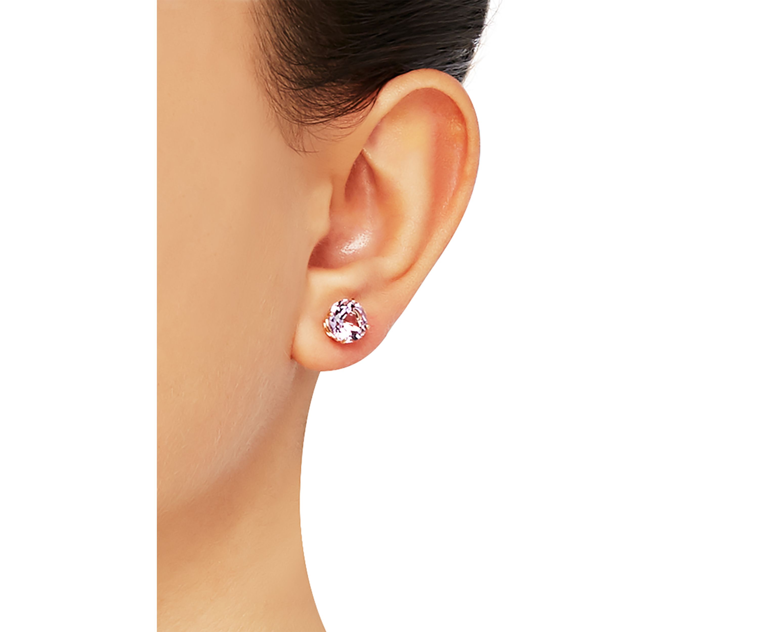 8 mm Pink Amethyst Stud Earrings in 10k Yellow Gold
