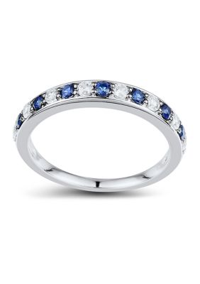 Belk & Co 1/4 Ct. T.w. Diamond And Sapphire Wedding Ring In 10K White Gold