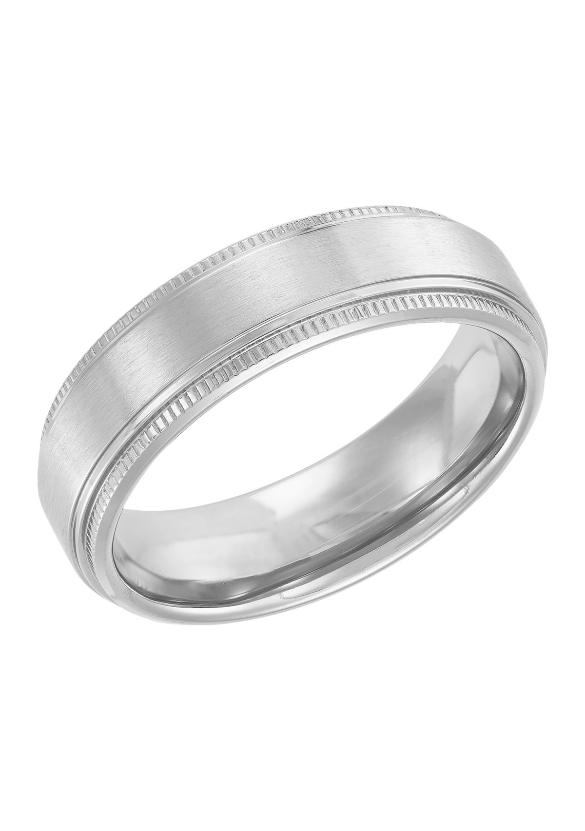 7 Millimeter Gents Band with Milgrain Edges in Titanium