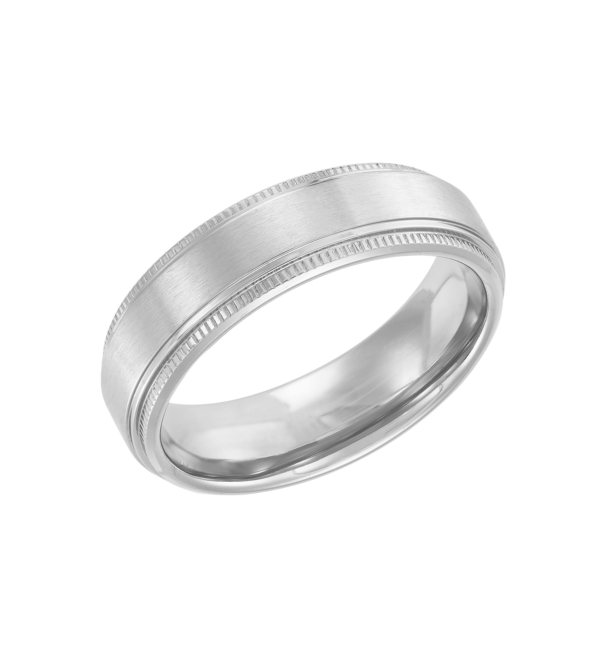 7 Millimeter Gents Band with Milgrain Edges in Titanium