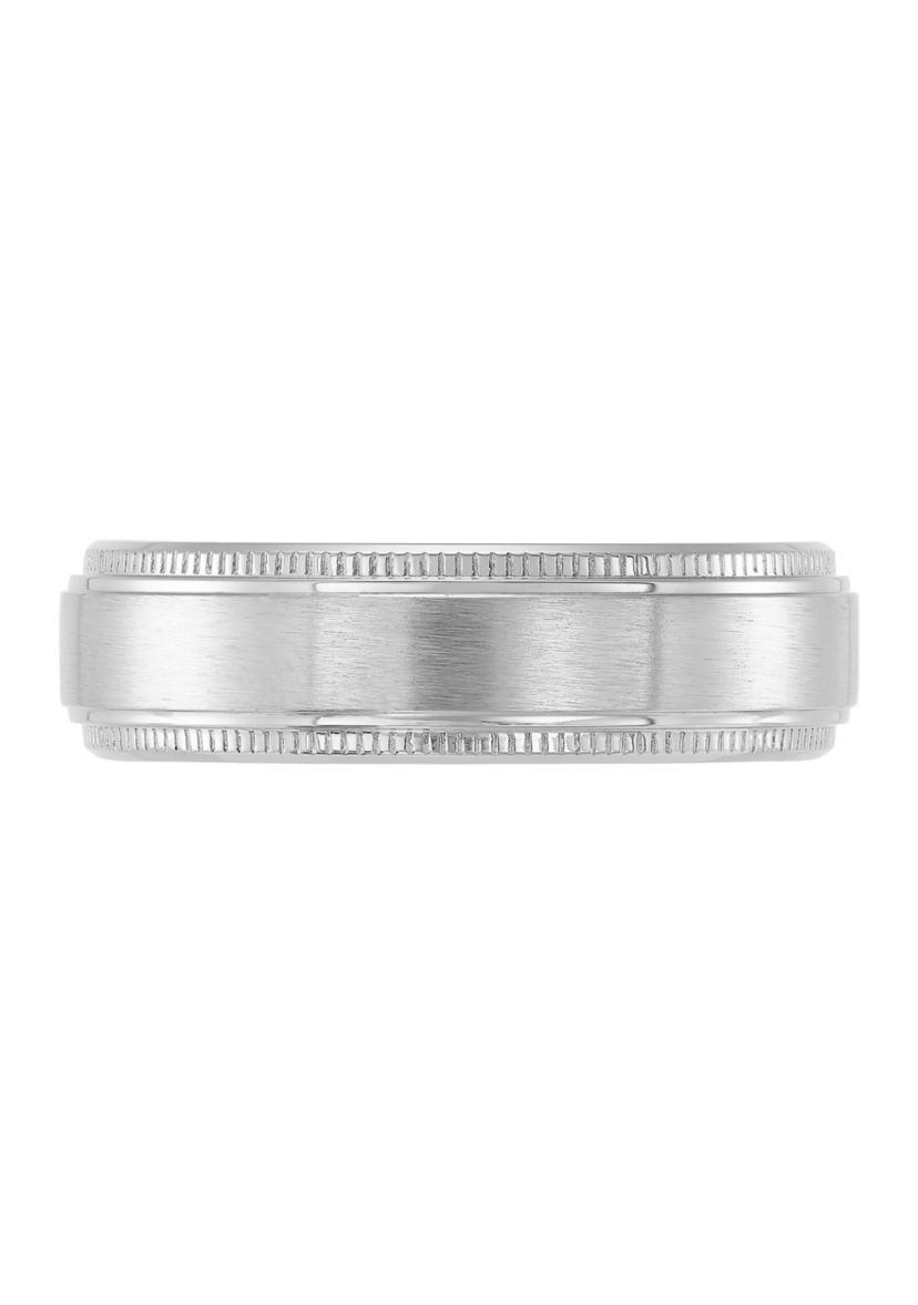 7 Millimeter Gents Band with Milgrain Edges in Titanium