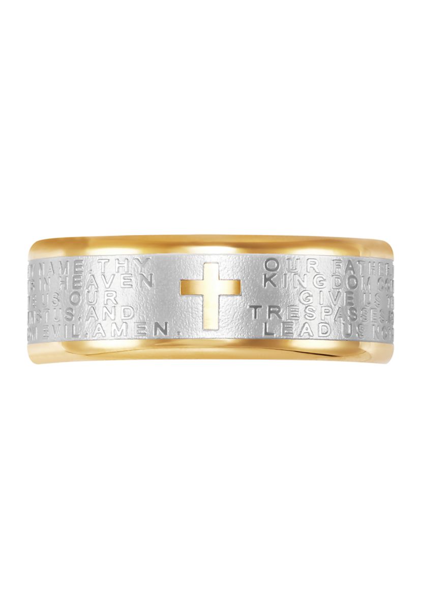 Mens Lords Prayer Band in Stainless Steel