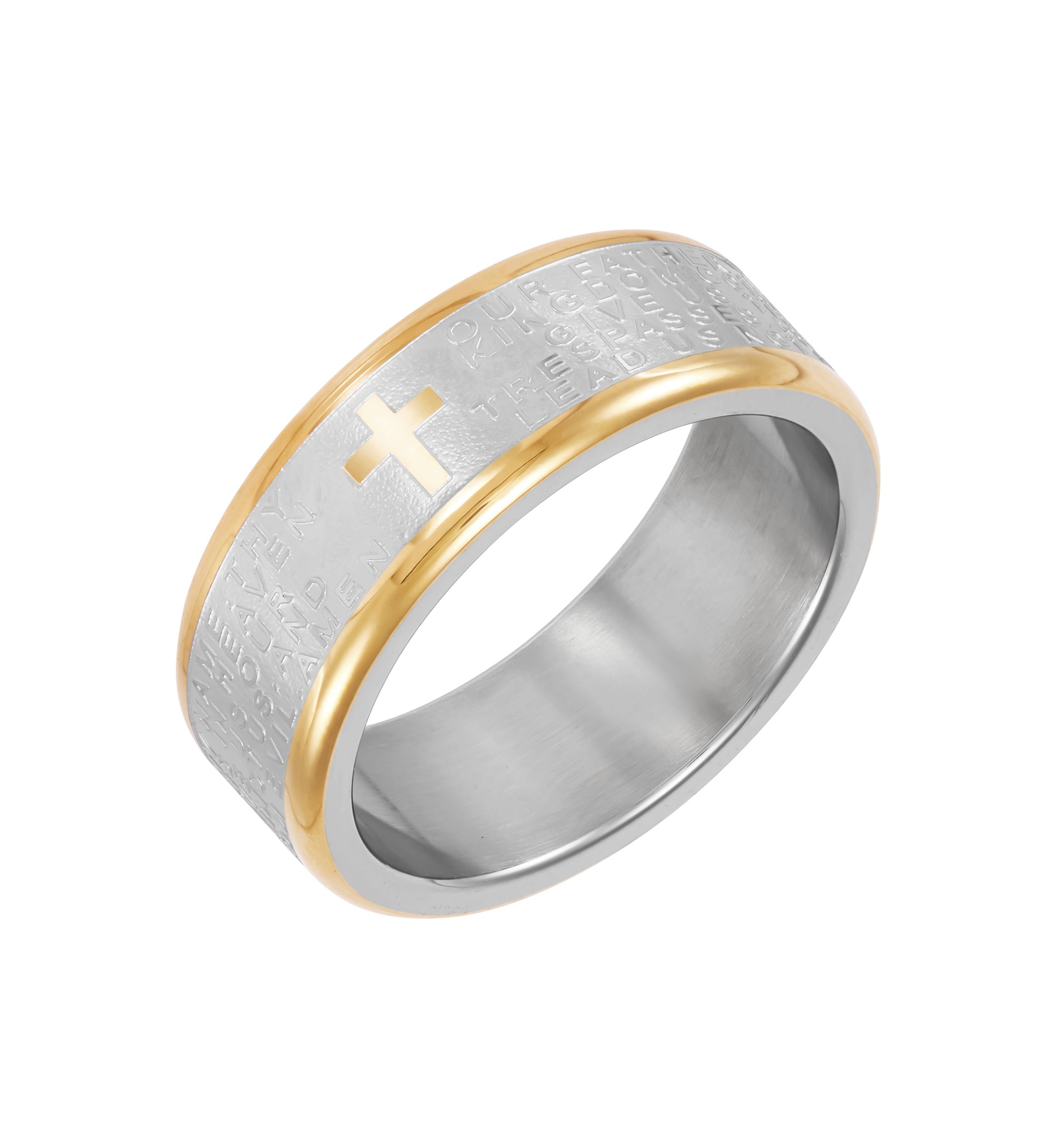 Mens Lords Prayer Band in Stainless Steel