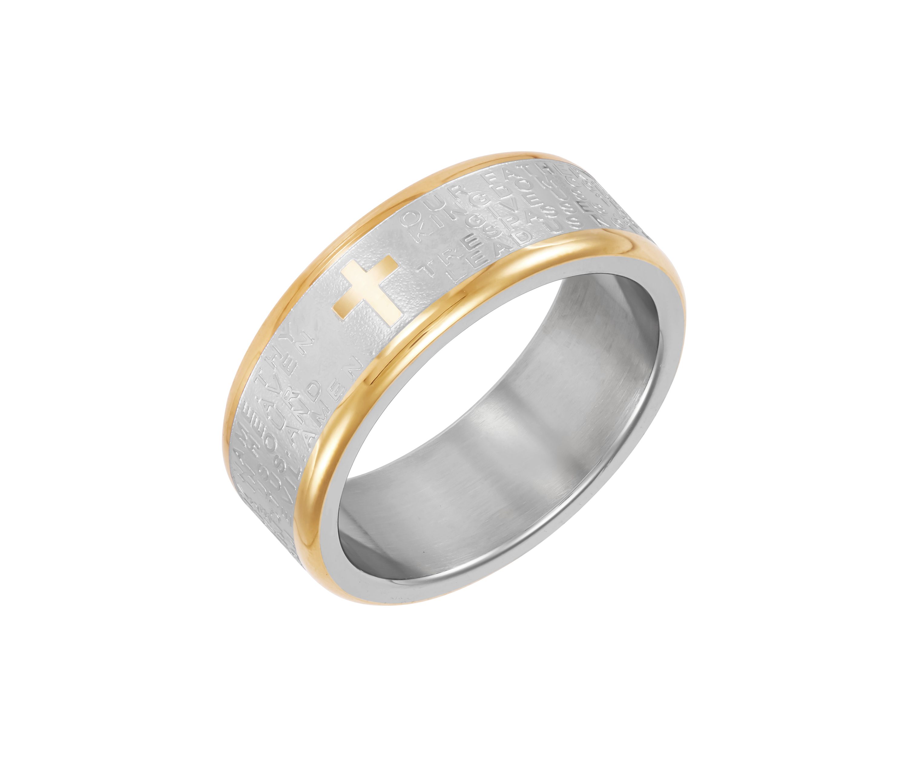 Mens Lords Prayer Band in Stainless Steel