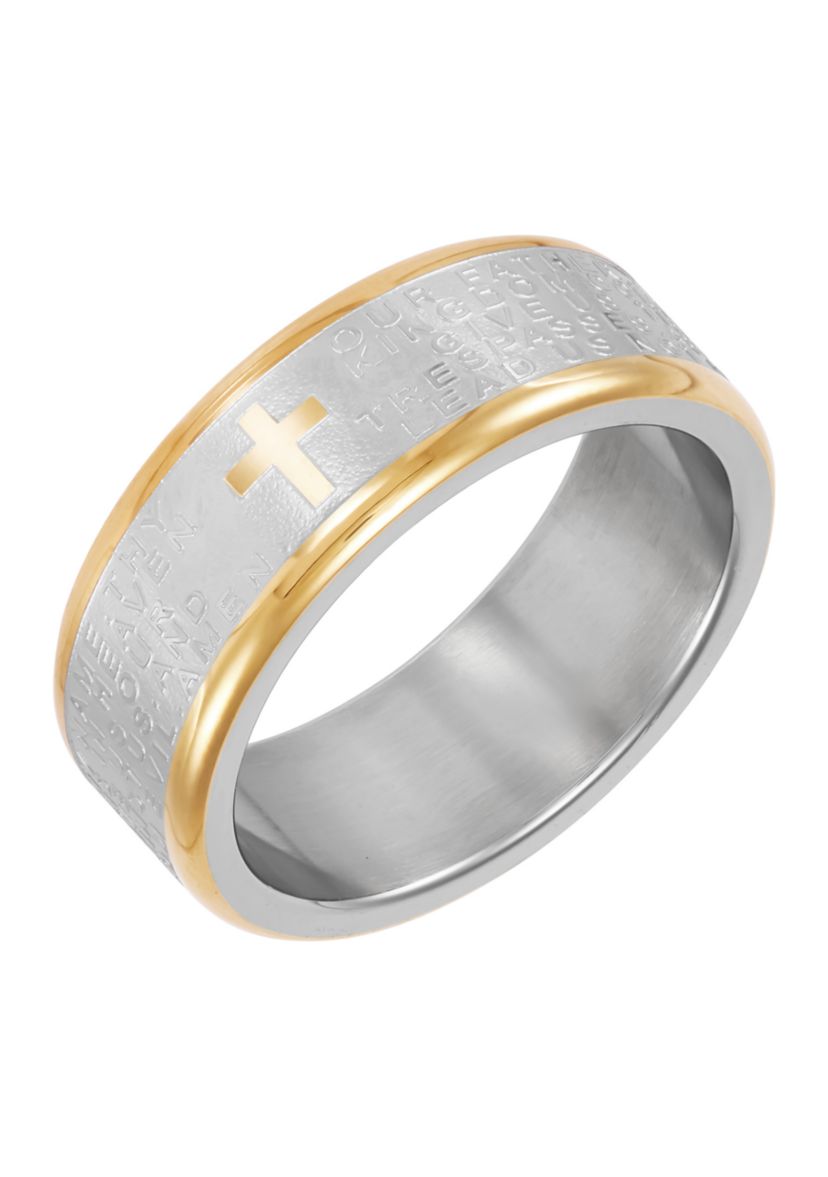 Mens Lords Prayer Band in Stainless Steel