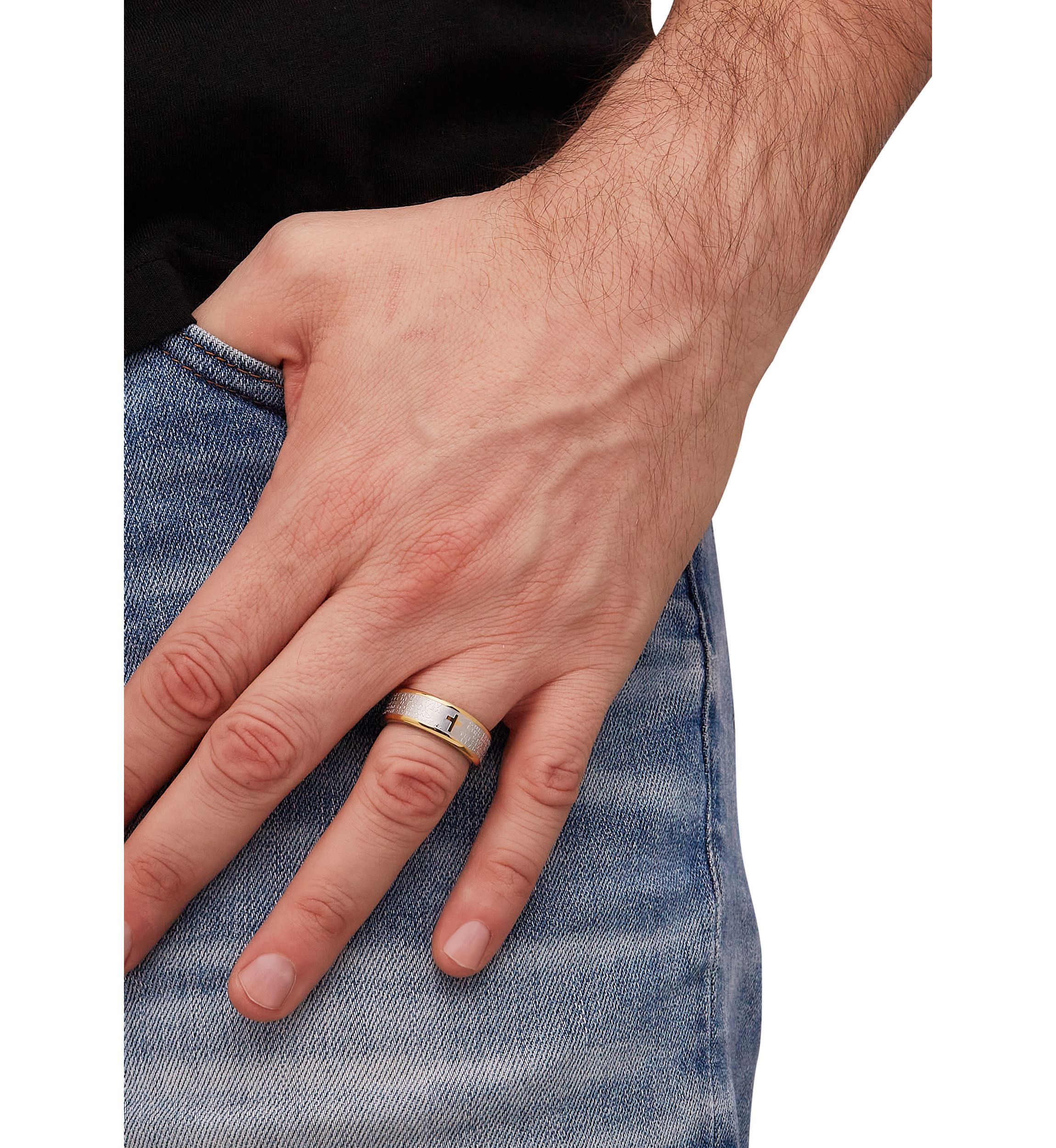 Mens Lords Prayer Band in Stainless Steel