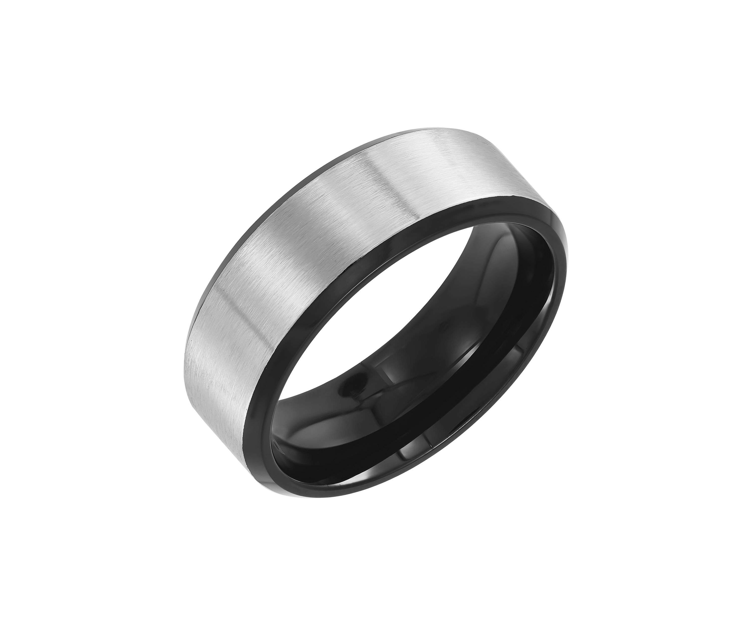 8 Millimeter Two Tone Gents Band in Stainless Steel