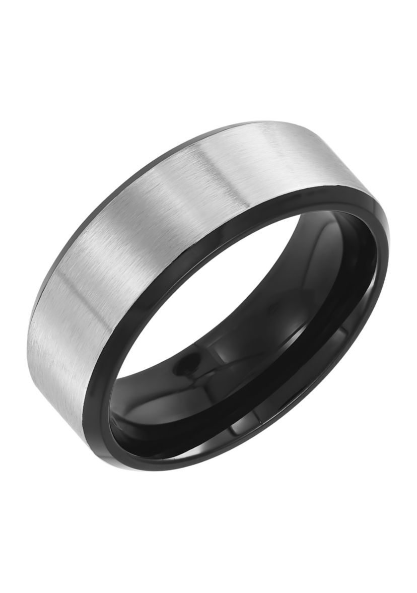 8 Millimeter Two Tone Gents Band in Stainless Steel
