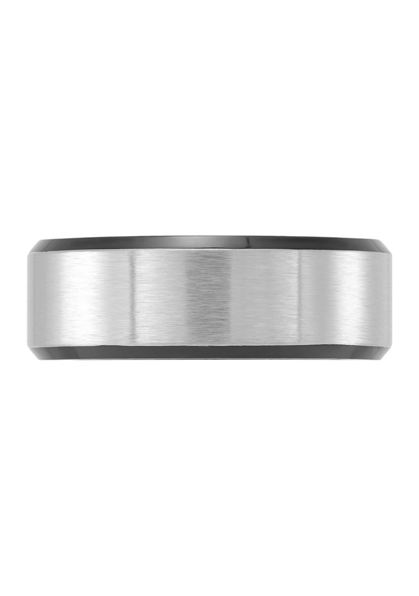 8 Millimeter Two Tone Gents Band in Stainless Steel