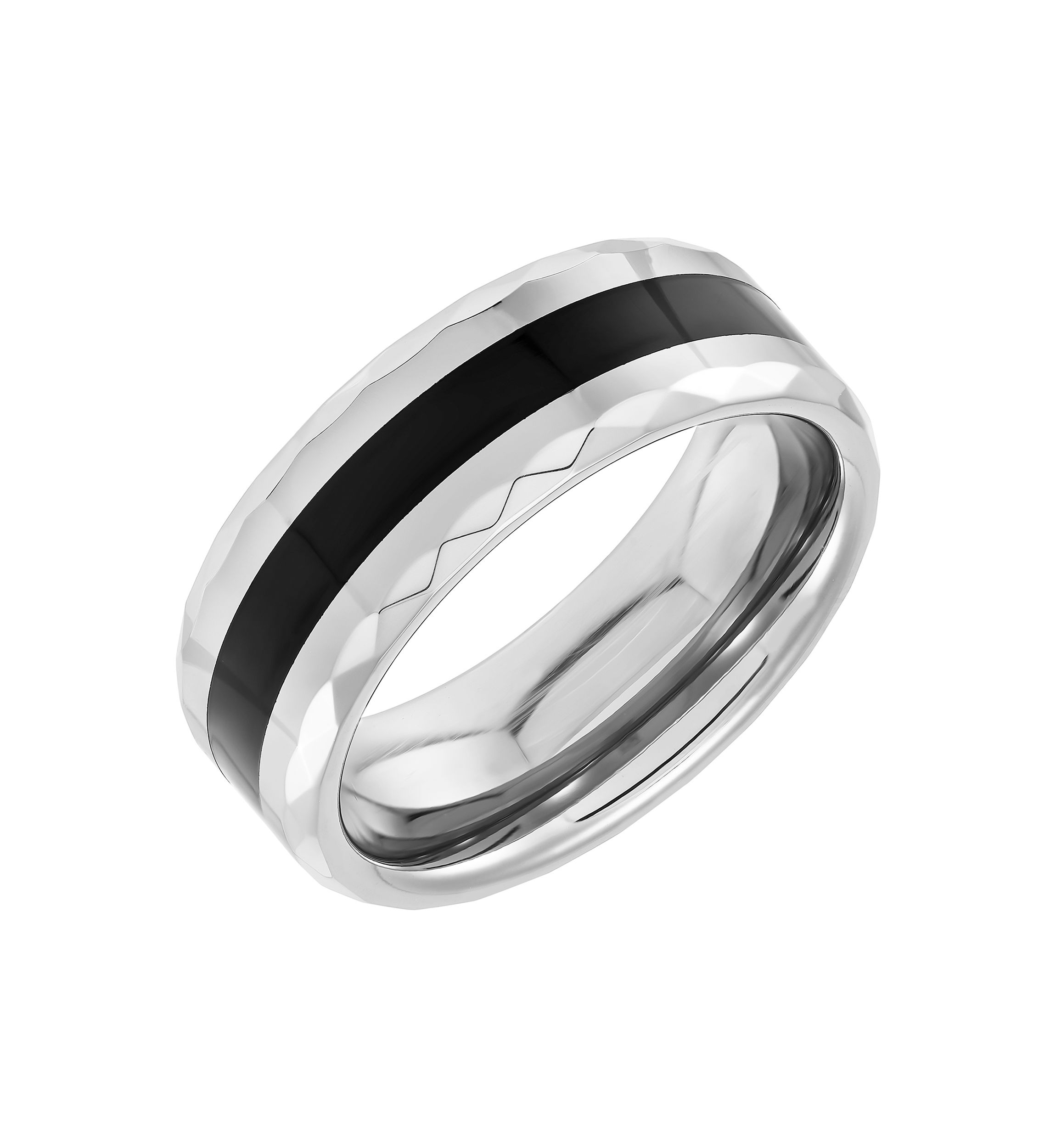 9 Millimeter Gents Band with Black Resin Inlay in Tungsten