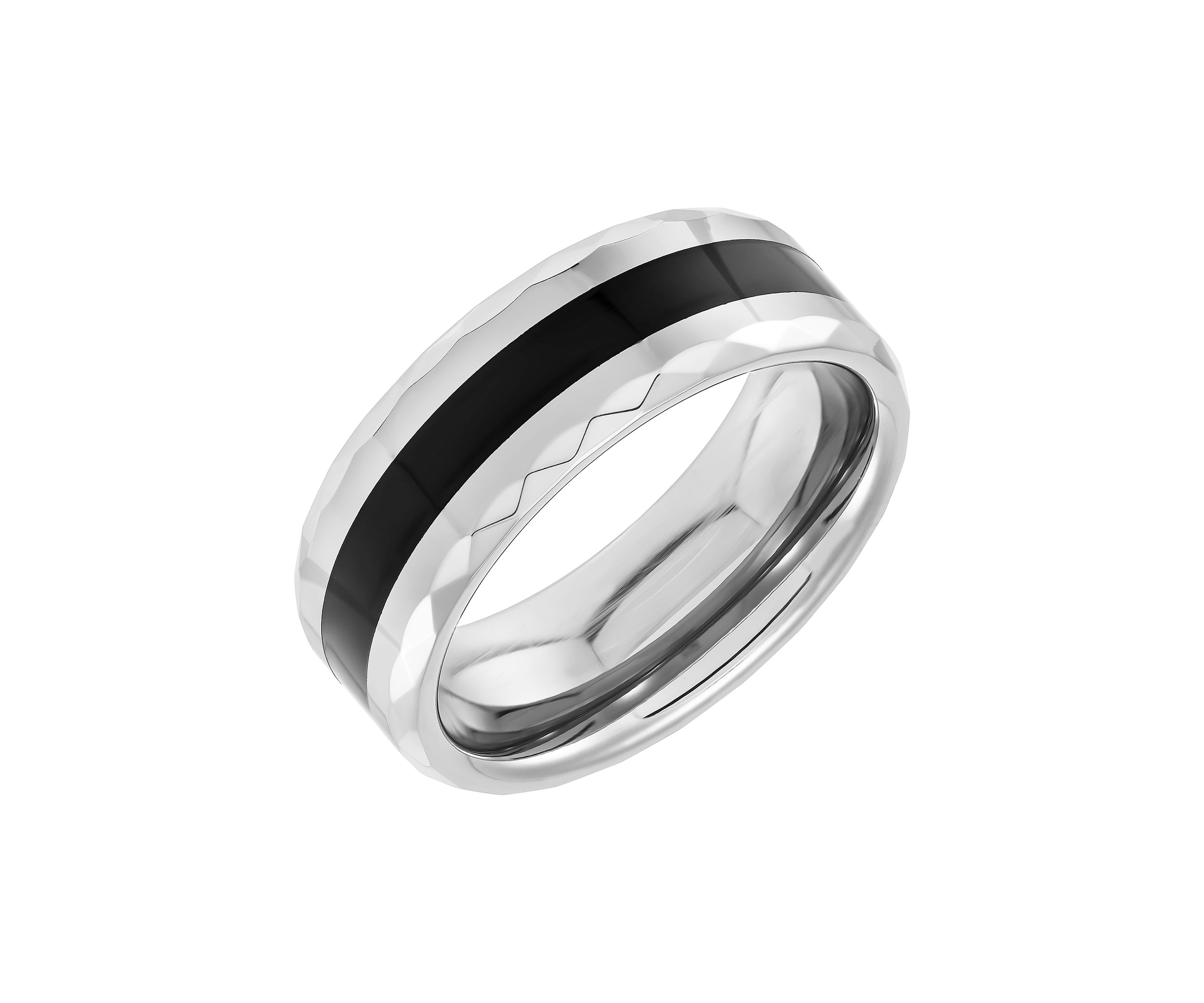 9 Millimeter Gents Band with Black Resin Inlay in Tungsten