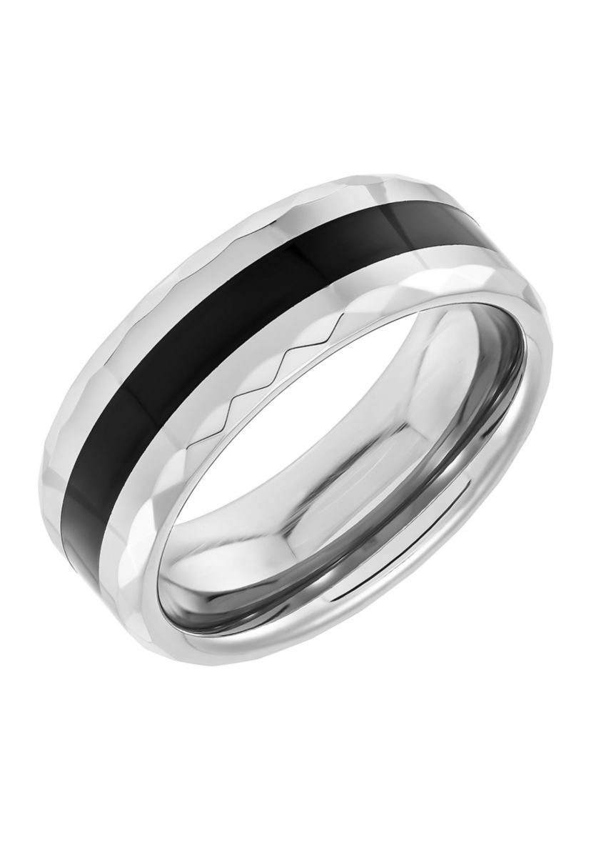 9 Millimeter Gents Band with Black Resin Inlay in Tungsten