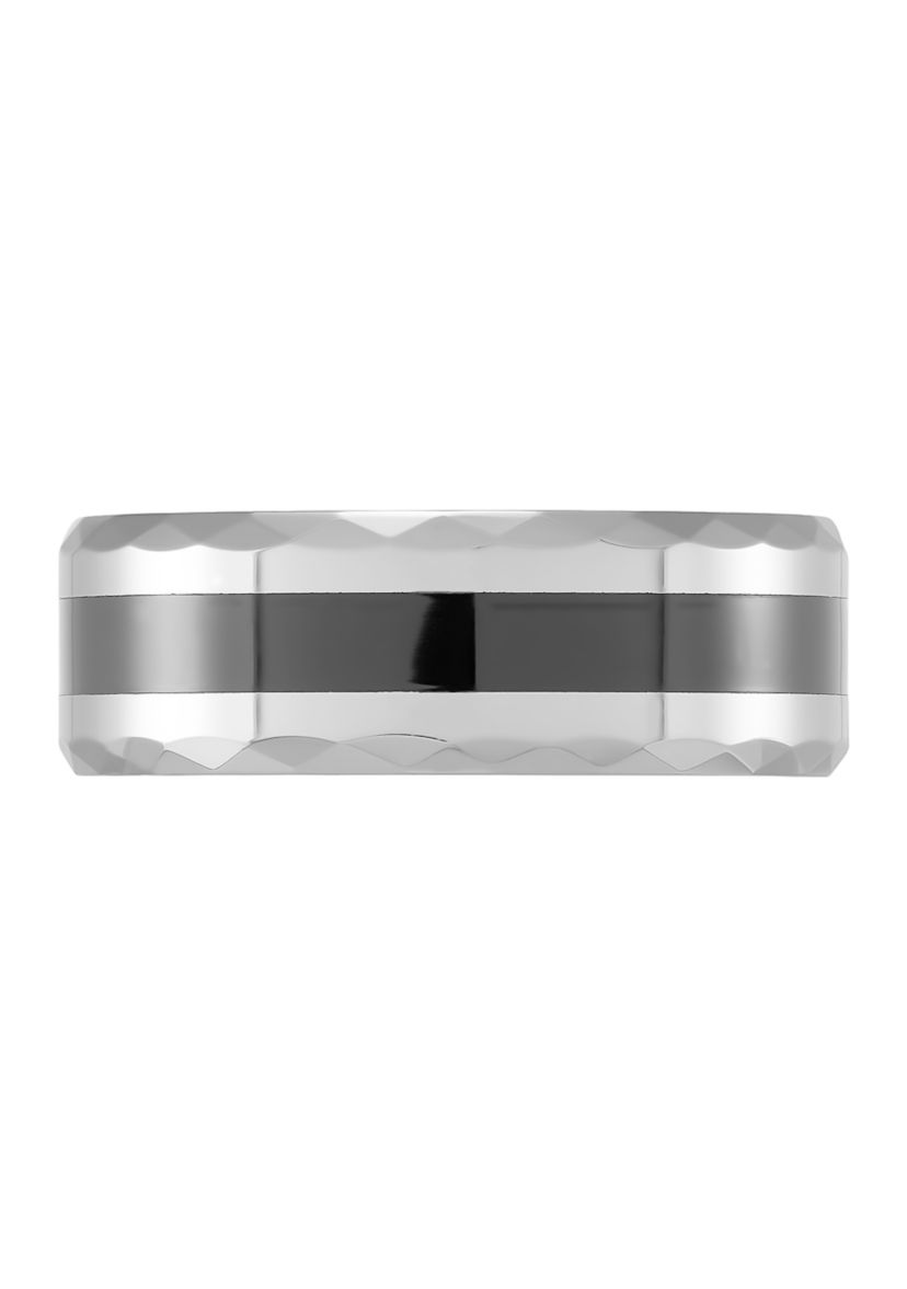9 Millimeter Gents Band with Black Resin Inlay in Tungsten