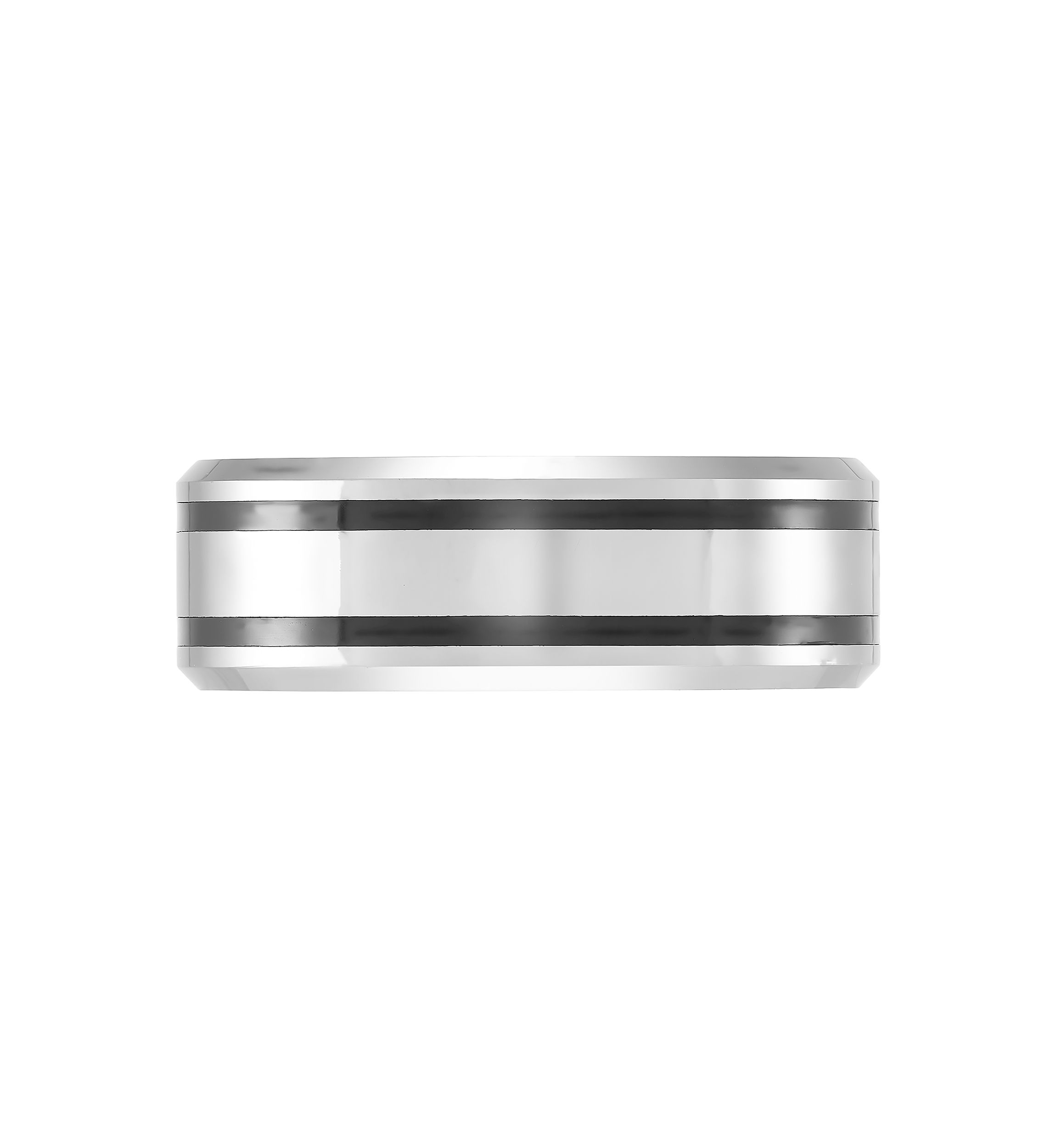 8 Millimeter Gents Band Black Resin Inlay in Tungsten