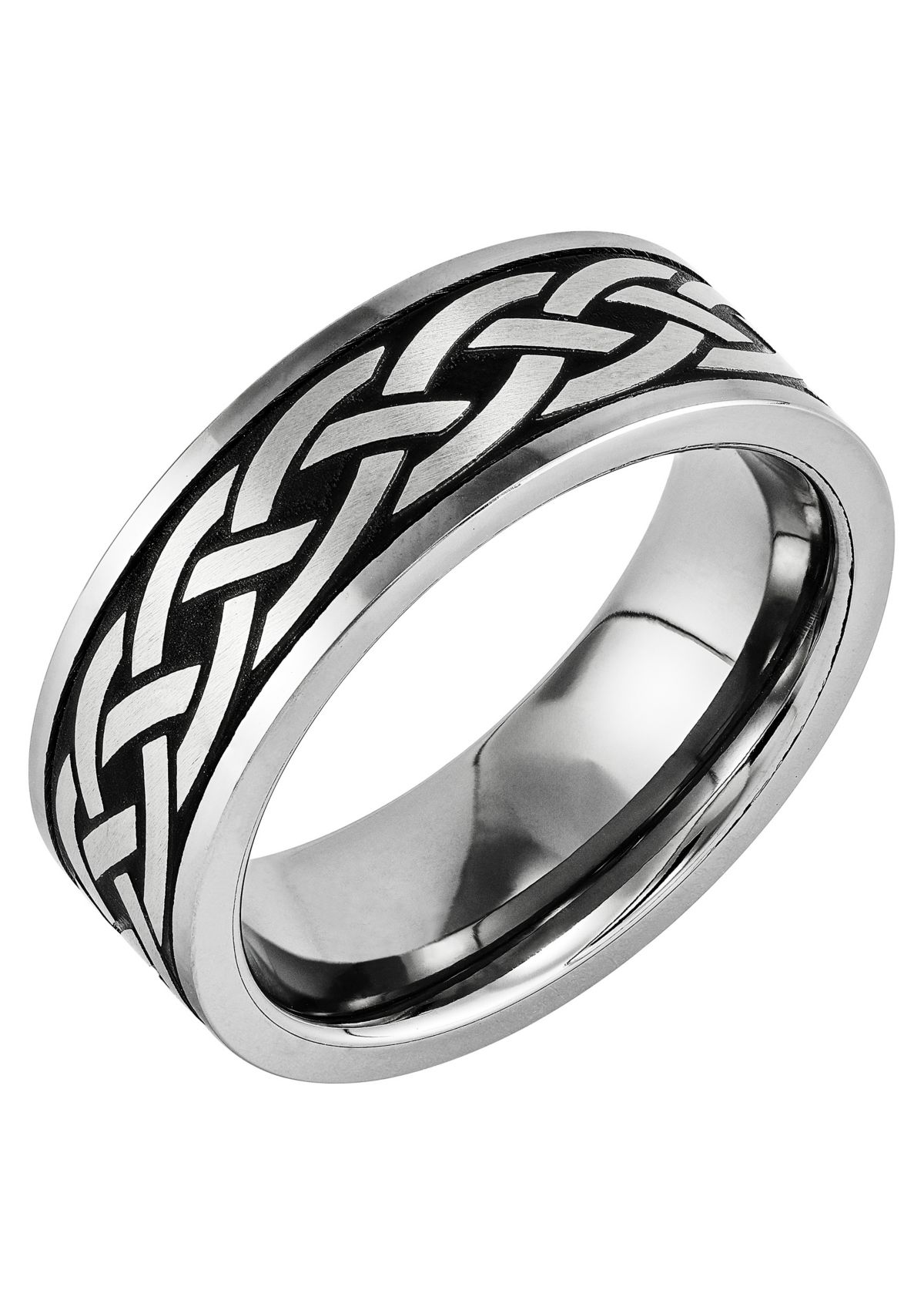 8 Millimeter Gents Band with Celtic Center in Tungsten