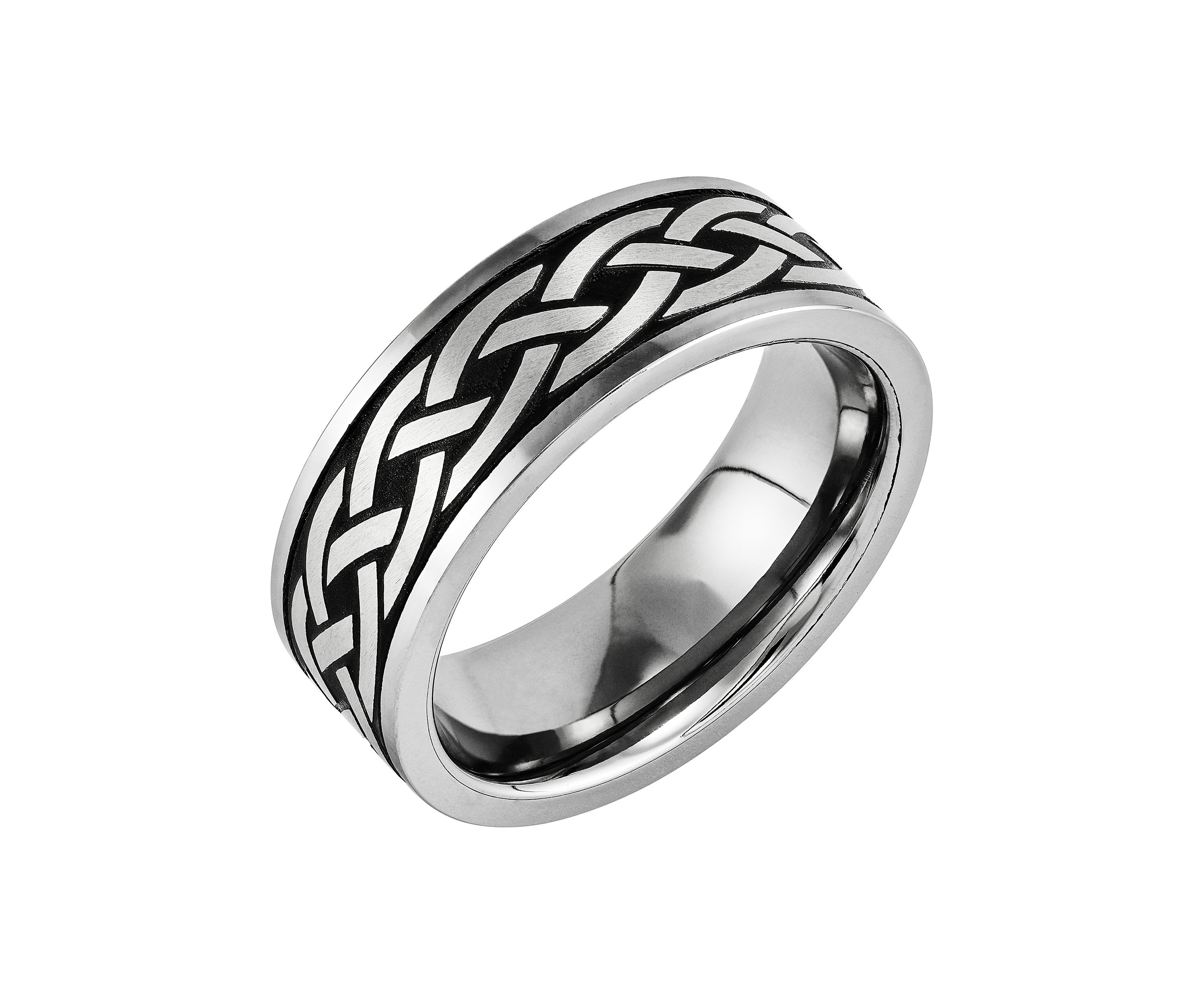 8 Millimeter Gents Band with Celtic Center in Tungsten