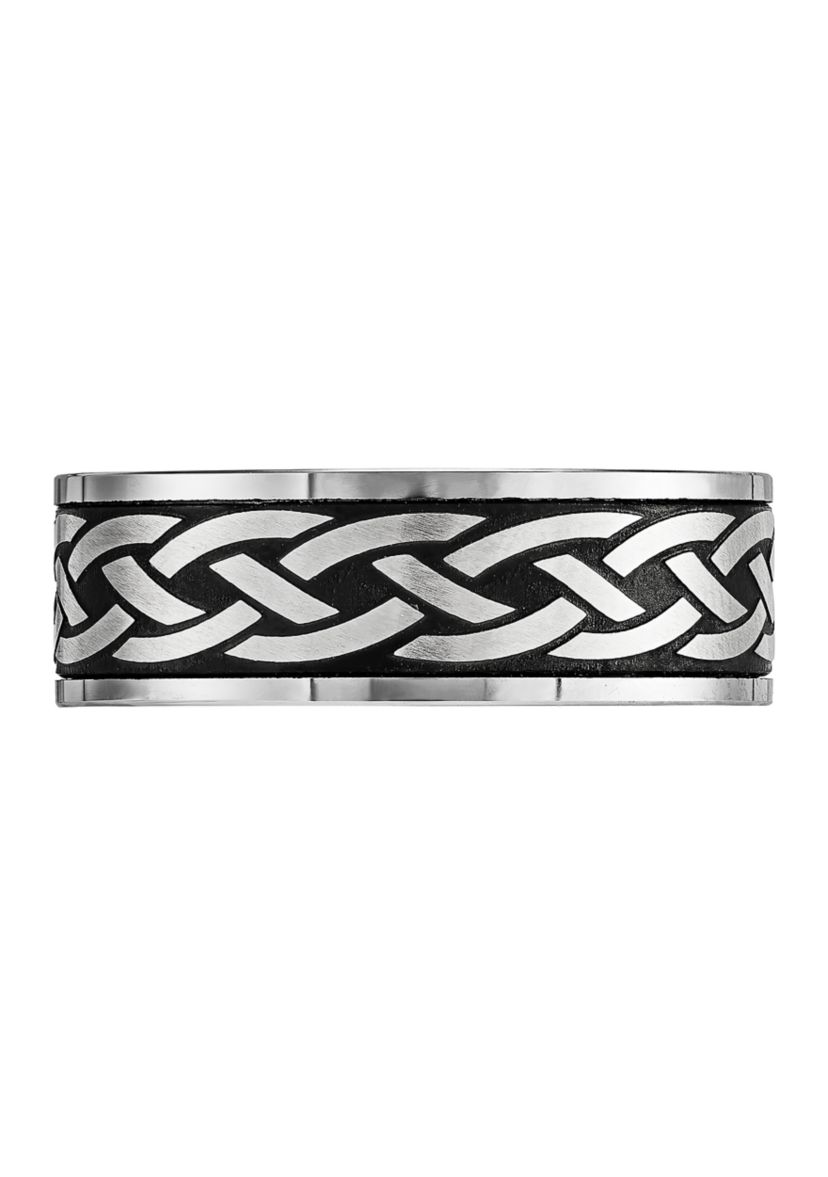 8 Millimeter Gents Band with Celtic Center in Tungsten