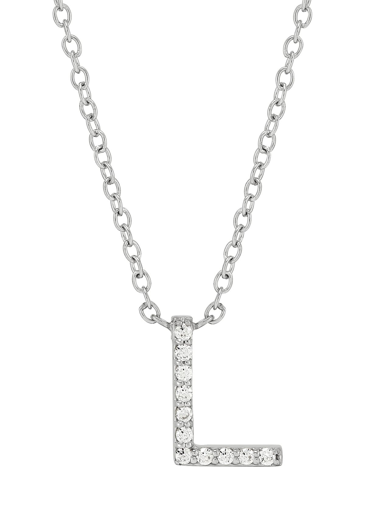 1/10 ct. t.w. Diamond Initial Necklace in Sterling Silver with 18" Cable Chain