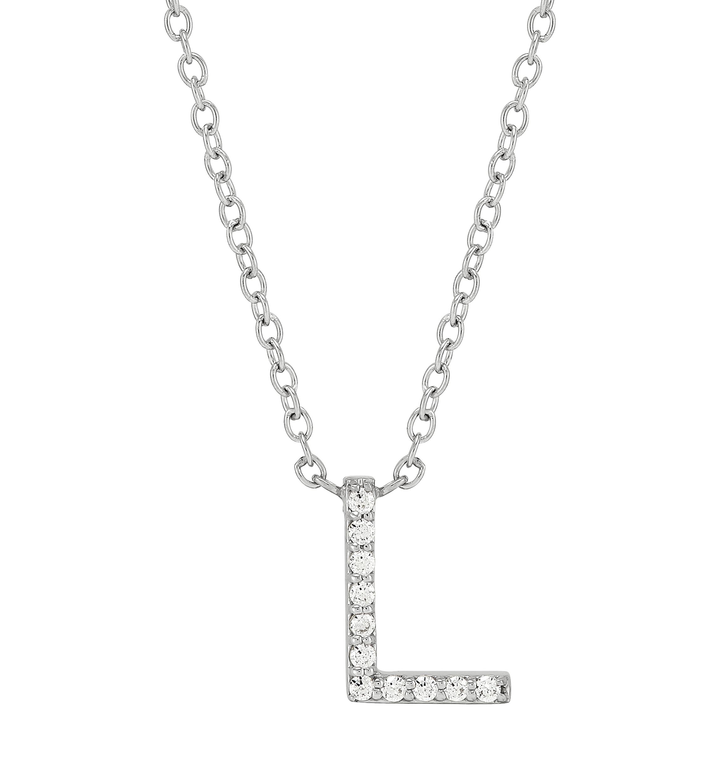 1/10 ct. t.w. Diamond Initial Necklace in Sterling Silver with 18" Cable Chain