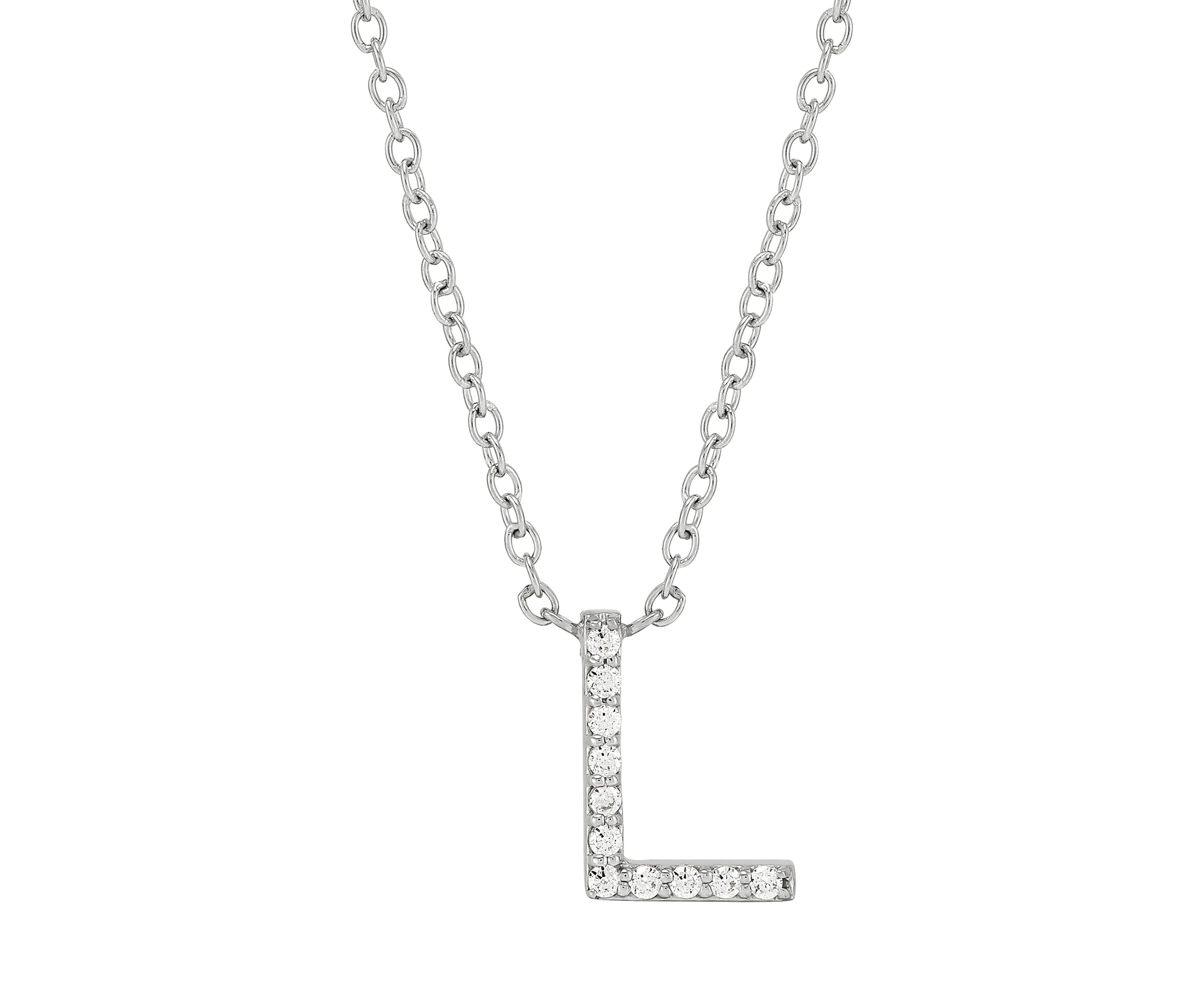 1/10 ct. t.w. Diamond Initial Necklace in Sterling Silver with 18" Cable Chain