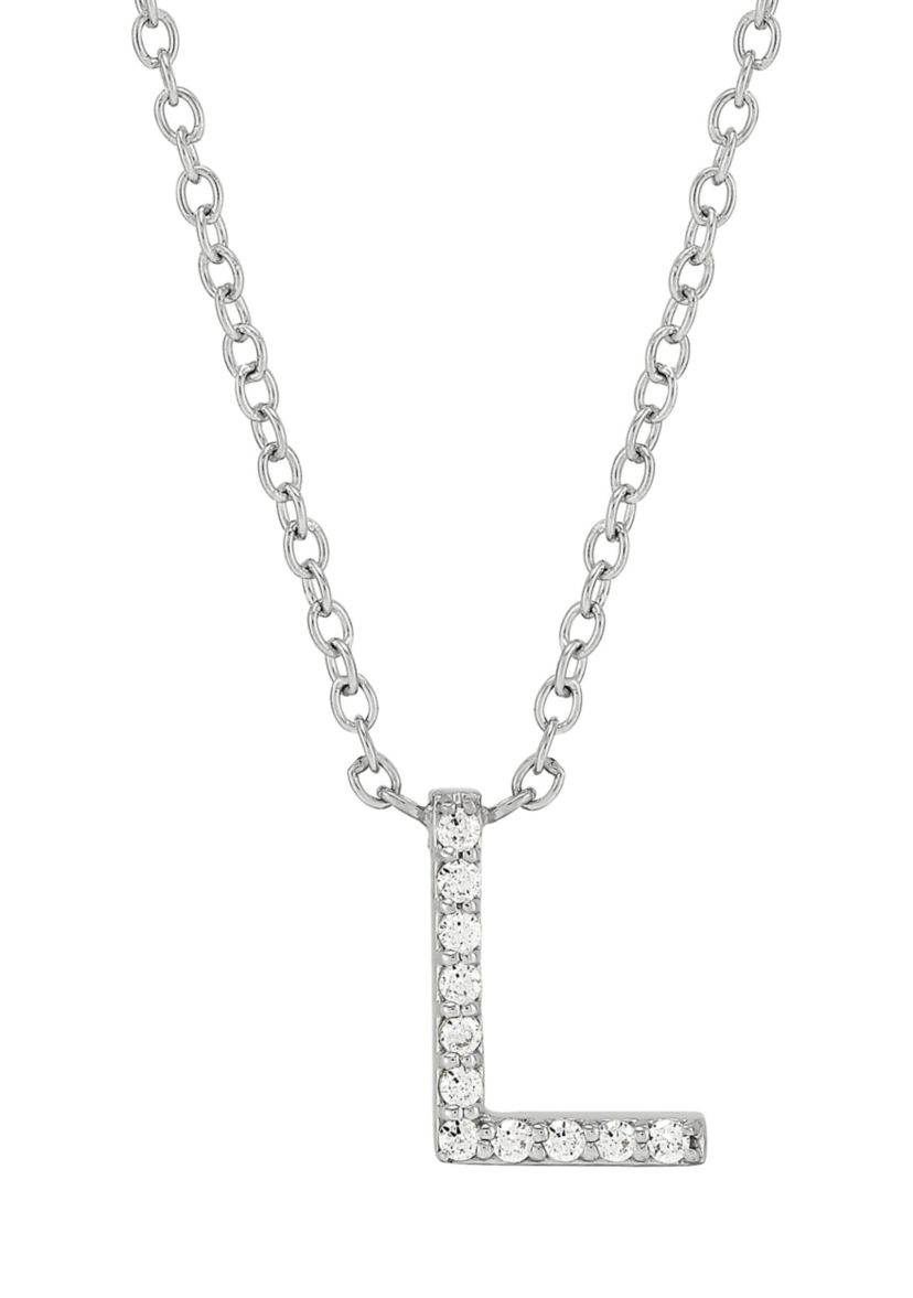 1/10 ct. t.w. Diamond Initial Necklace in Sterling Silver with 18" Cable Chain
