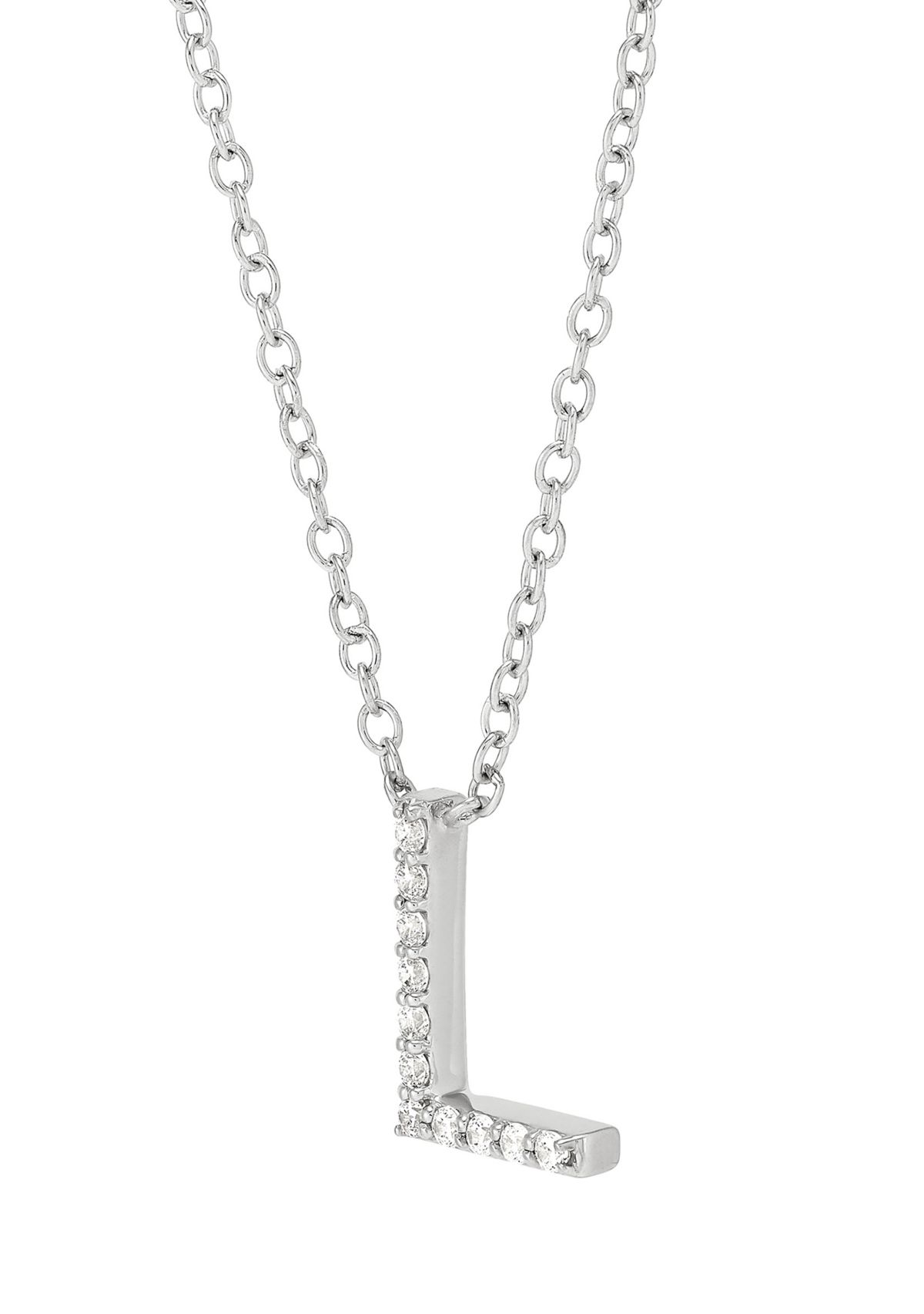 1/10 ct. t.w. Diamond Initial Necklace in Sterling Silver with 18" Cable Chain