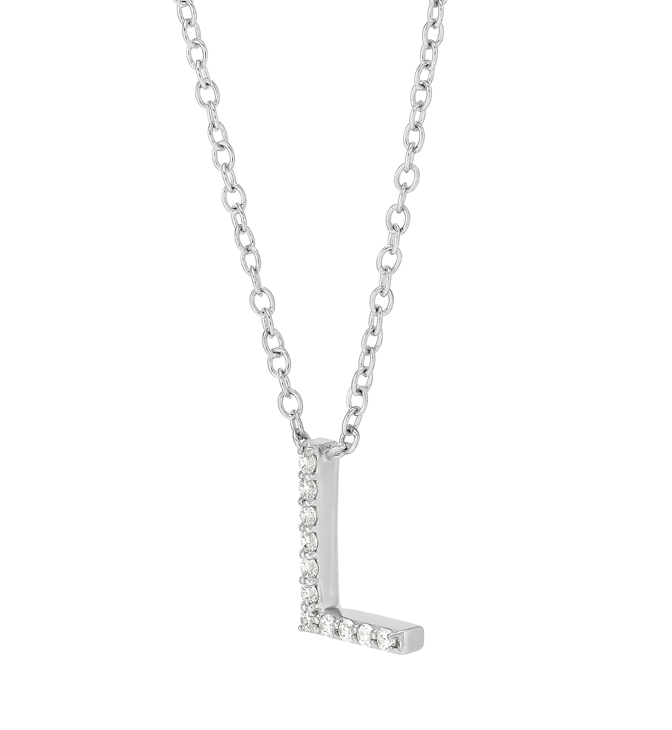 1/10 ct. t.w. Diamond Initial Necklace in Sterling Silver with 18" Cable Chain