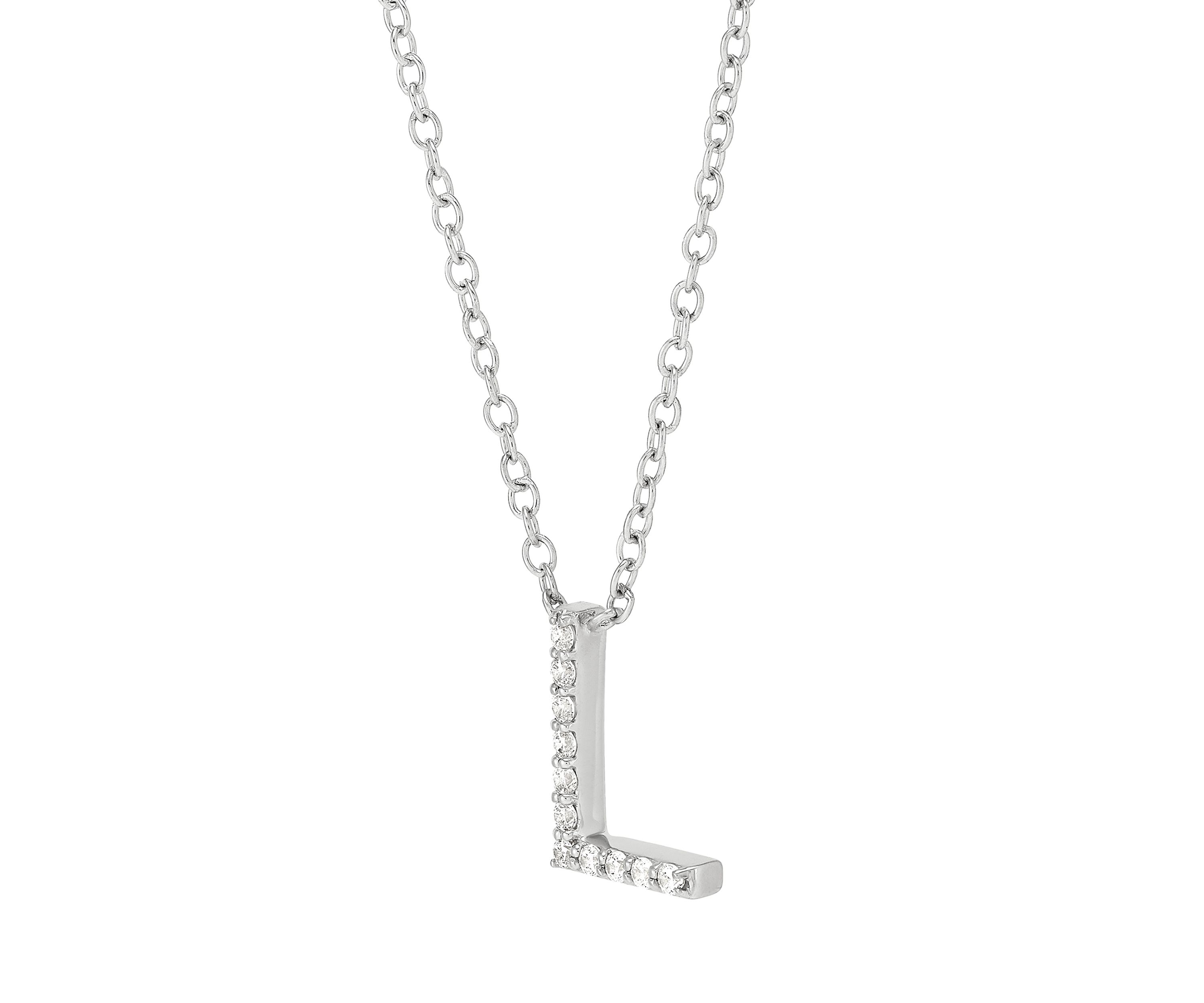 1/10 ct. t.w. Diamond Initial Necklace in Sterling Silver with 18" Cable Chain