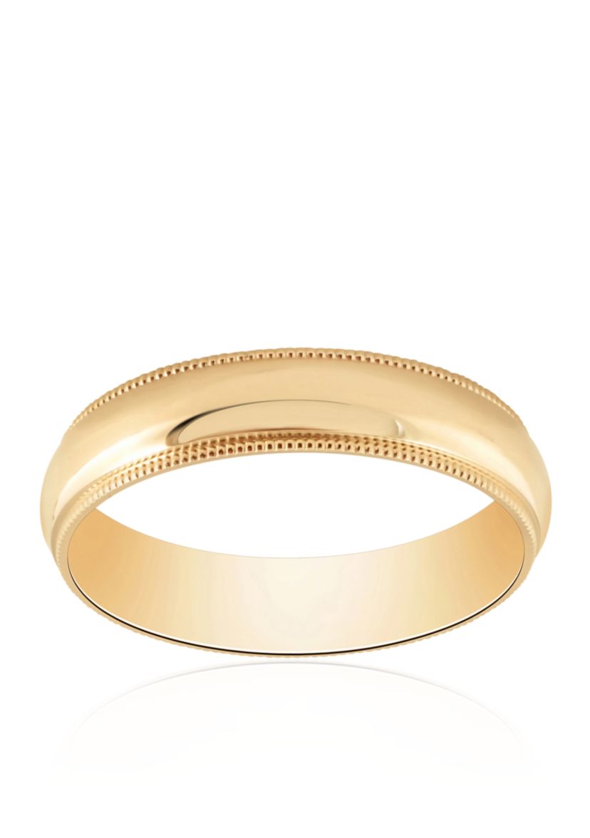 Polished Comfort Fit Milgrain Ring in 10k Yellow Gold