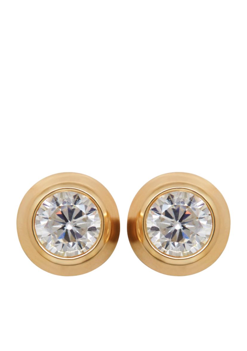 Created White Sapphire Bezel Earrings