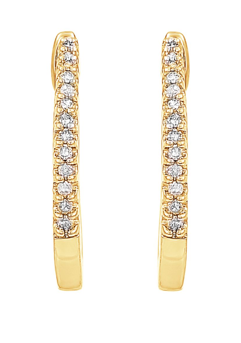 1/10 ct. t.w. Diamond Hoop Earrings in 10k Gold