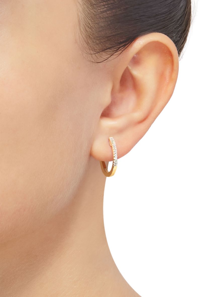 1/10 ct. t.w. Diamond Hoop Earrings in 10k Gold